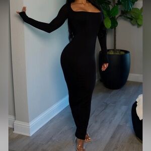 Black fashion nova midi dress